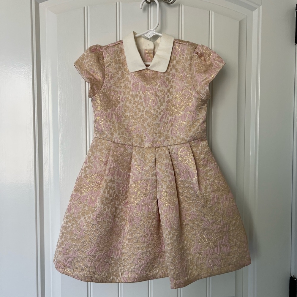 J&J pink and gold brocade dress - size 5. Like new!
